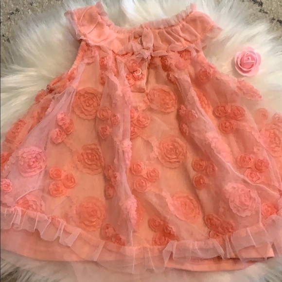 Peach/Pink Summer Baby Girl Dress - Picture 7 of 8